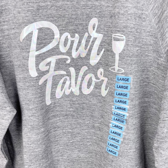 NEW Wildfox Pour Favor Wine Glass Graphic Oversized Tunic Sweatshirt Size Large - Picture 4 of 10